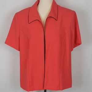 Miss Dorby Coral Open Front Short Sleeve Blazer